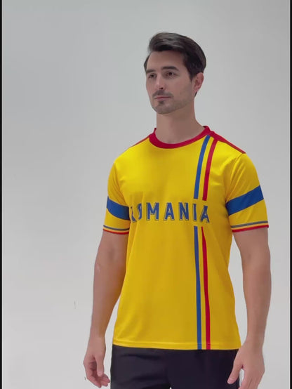 Euro Romania high quality 100% polyester short-sleeved soccer shirt