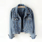 Women's heavy beaded loose denim jacket - Hiccupzz