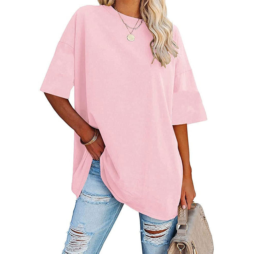 Loose Drop Shoulder Sleeves Round Neck Short Sleeve Top - Hiccupzz