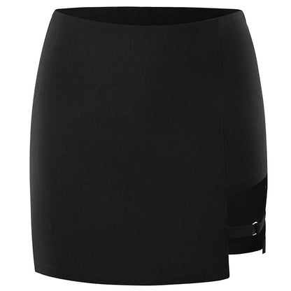 Slim Fit Open Umbilical Round Neck T-shirt Women's Ring Wrap Hip Skirt - Hiccupzz