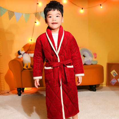 Coral Fleece Quilted Bathrobe For Baby Kids - Hiccupzz