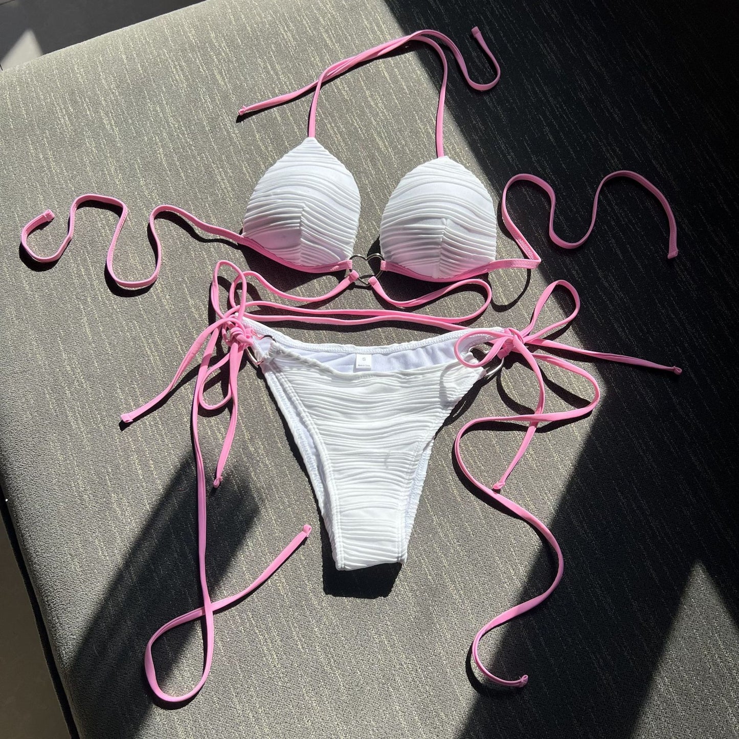 Love Drawstring Straps Hard Cup Bikini Swimsuit