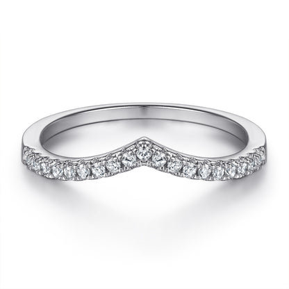 Zircon Set Ring V-shaped Row Ring Simulation Diamond - Hiccupzz