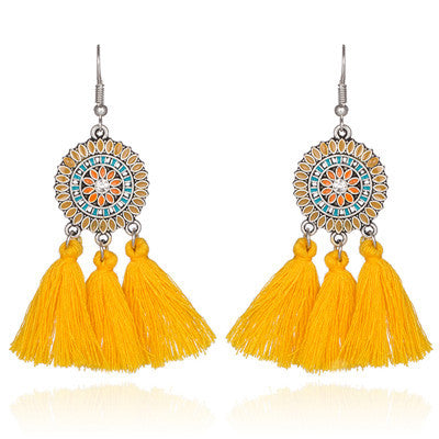 Women's Bohemian Fashion Long Tassel Earrings - Hiccupzz