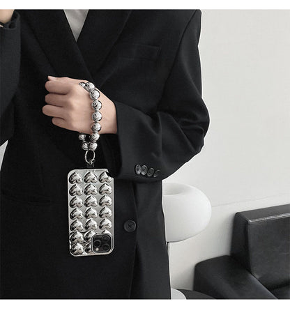 Niche Premium Silver Chain Three-dimensional Love For Apple Phone Case - Hiccupzz
