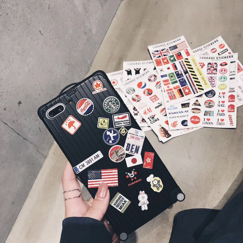 Travel Suitcase Phone Case with DIY Free Stickers 8pcs