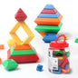 Kids Rainbow Tower Ring Wooden Color Cognitive Set Shapes Toys - Hiccupzz