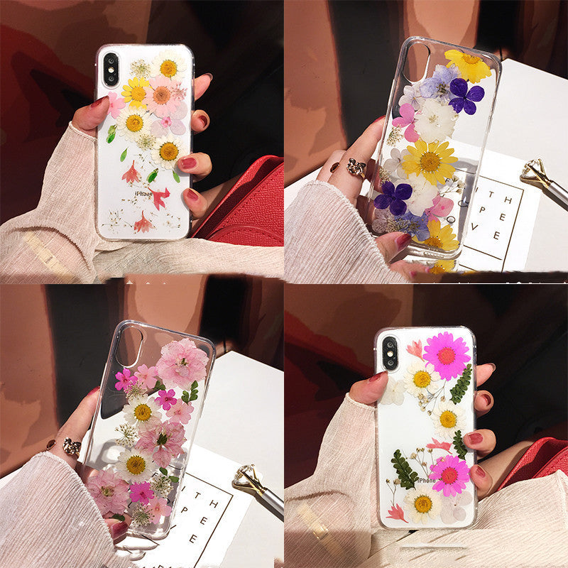 Compatible with Apple , Real Flower Suitable For 12 Apple X Mobile Phone Case Xs Dried Flower XR Anti-Drop Cover