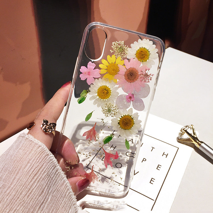 Compatible with Apple , Real Flower Suitable For 12 Apple X Mobile Phone Case Xs Dried Flower XR Anti-Drop Cover