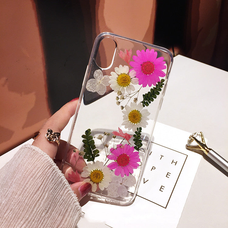 Compatible with Apple , Real Flower Suitable For 12 Apple X Mobile Phone Case Xs Dried Flower XR Anti-Drop Cover