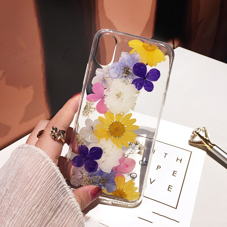 Compatible with Apple , Real Flower Suitable For 12 Apple X Mobile Phone Case Xs Dried Flower XR Anti-Drop Cover