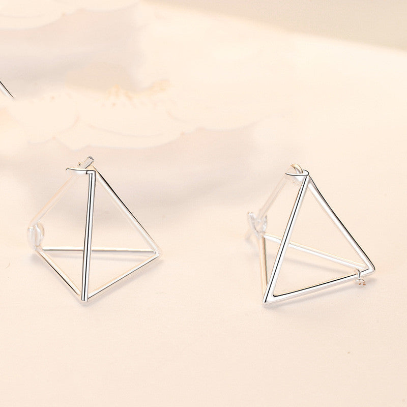 Creative Small Hollow Three-Dimensional Geometric Triangle Stud Earrings - Hiccupzz