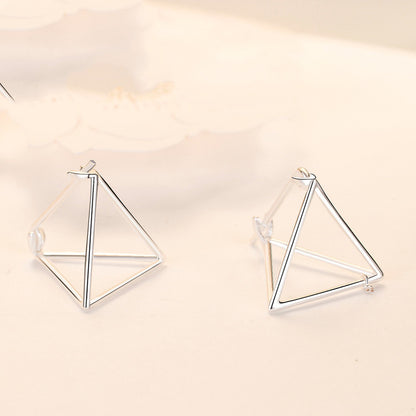 Creative Small Hollow Three-Dimensional Geometric Triangle Stud Earrings - Hiccupzz