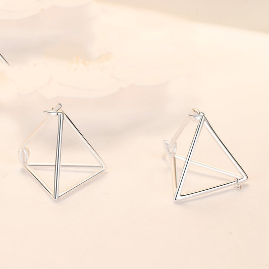 Creative Small Hollow Three-Dimensional Geometric Triangle Stud Earrings