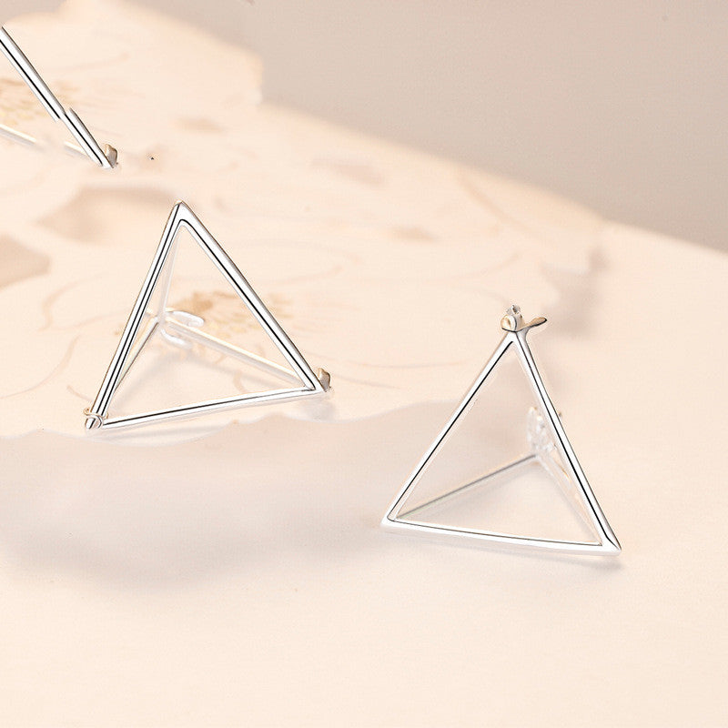 Creative Small Hollow Three-Dimensional Geometric Triangle Stud Earrings