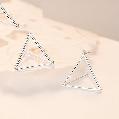 Creative Small Hollow Three-Dimensional Geometric Triangle Stud Earrings - Hiccupzz