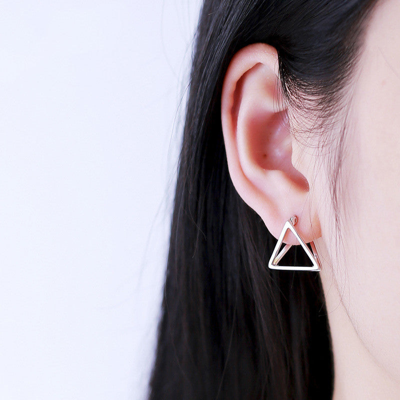 Creative Small Hollow Three-Dimensional Geometric Triangle Stud Earrings - Hiccupzz