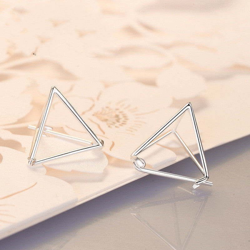 Creative Small Hollow Three-Dimensional Geometric Triangle Stud Earrings - Hiccupzz