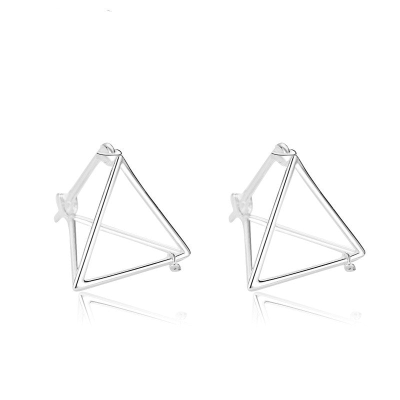 Creative Small Hollow Three-Dimensional Geometric Triangle Stud Earrings - Hiccupzz