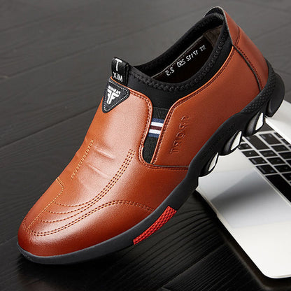 New Style Casual Leather Shoes Men's Breathable Board Shoes Soft Leather Casual Shoes - Hiccupzz