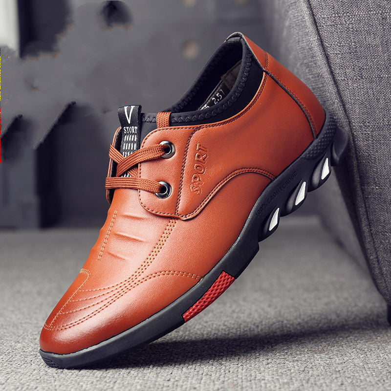 Nuevos zapatos casuales de cuero de estilo, zapatos de tabla transpirables para hombres, zapatos casuales de cuero suave