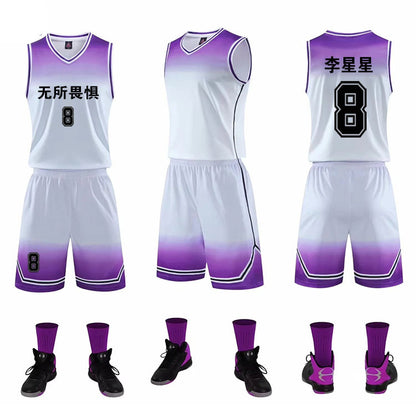 Gradient Basketball Uniform Sports Suit Children Adult Sweat-Absorbent Basketball Uniform - Hiccupzz