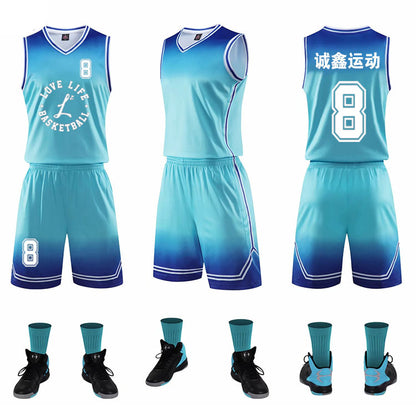 Gradient Basketball Uniform Sports Suit Children Adult Sweat-Absorbent Basketball Uniform - Hiccupzz