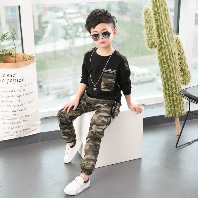 Camouflage long sleeve kids suit