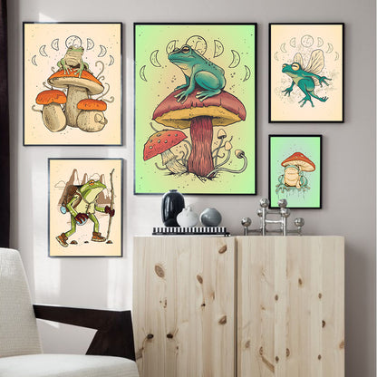 Home Decor Frog Mushroom Canvas Painting Wall Poster - Hiccupzz