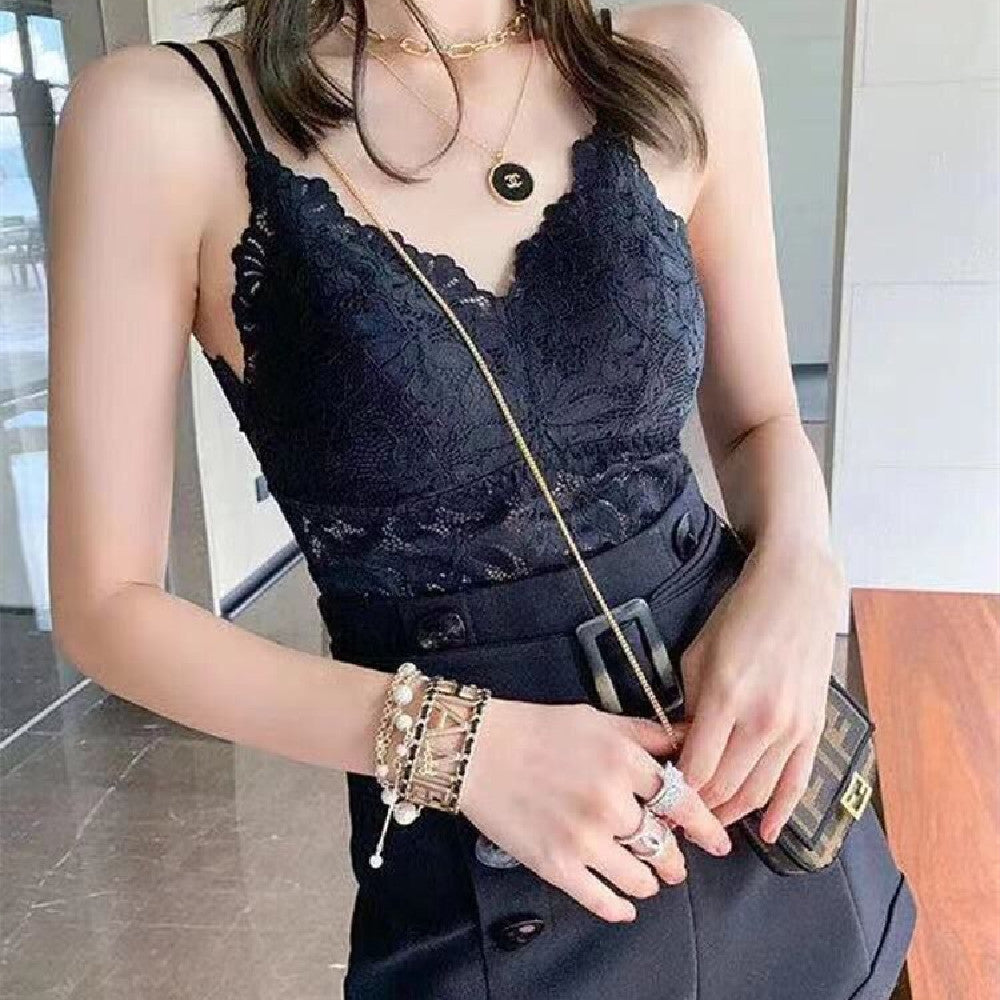 Butterfly Lace Suspender Women's Vest