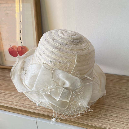 Mesh Straw Embroidered Beach Hat - Hiccupzz