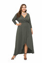 N V-neck Batwing Sleeve Large Hem Sheath Solid Color Dress - Hiccupzz