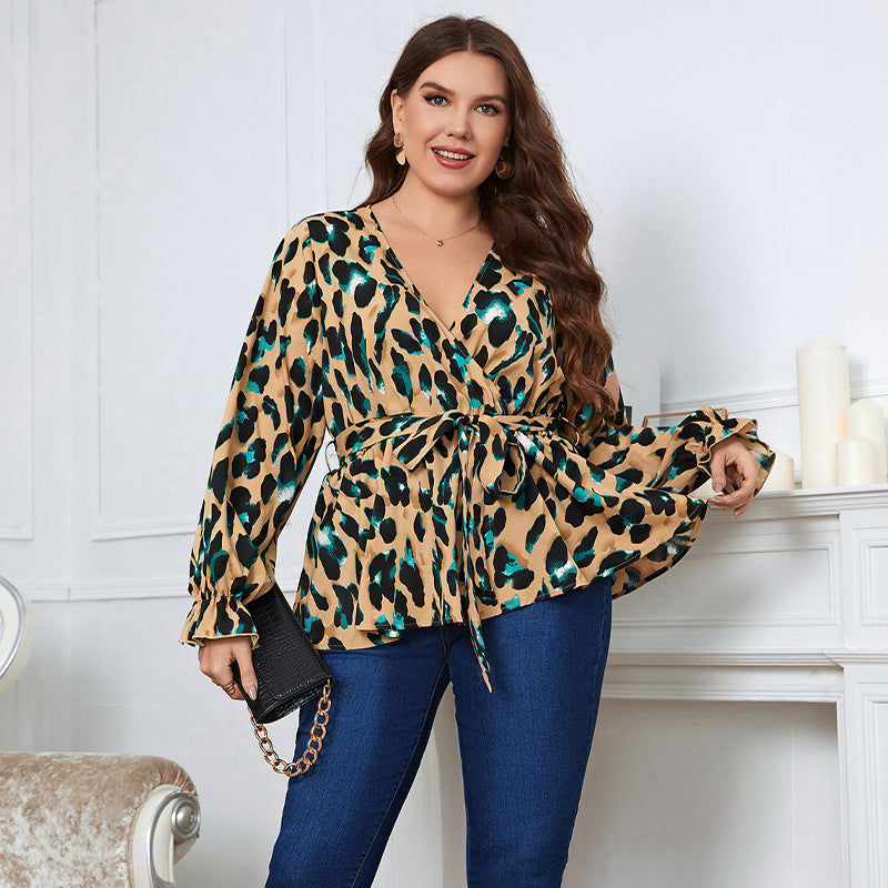 Large Size Commuter Leopard Print Top Waist Slimming Versatile - Hiccupzz