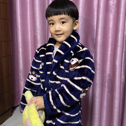 Coral Fleece Quilted Bathrobe For Baby Kids - Hiccupzz