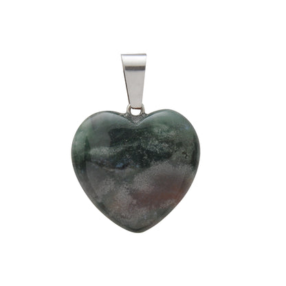 Hand-carved Love Heart Shaped Rough Stone Peach Heart Crystal Necklace - Hiccupzz