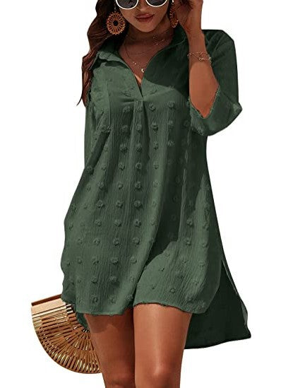 Medium Length Loose Fitting Casual Blouse Shirt