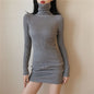 Dress Knitted Korean Style Temperament High Collar Hip Skirt - Hiccupzz