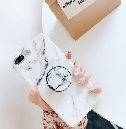 Frosted Marble Bracket Mobile Phone Shell - Hiccupzz