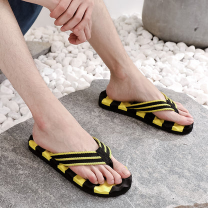 Summer New Color Matching Massage Student Flip Flops Men's Simplicity Fashion Outerwear Personal Leisure Beach Shoes - Hiccupzz