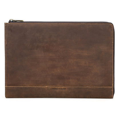 Protective Case Crazy Horse Oil Leather Zipper Laptop Bag - Hiccupzz