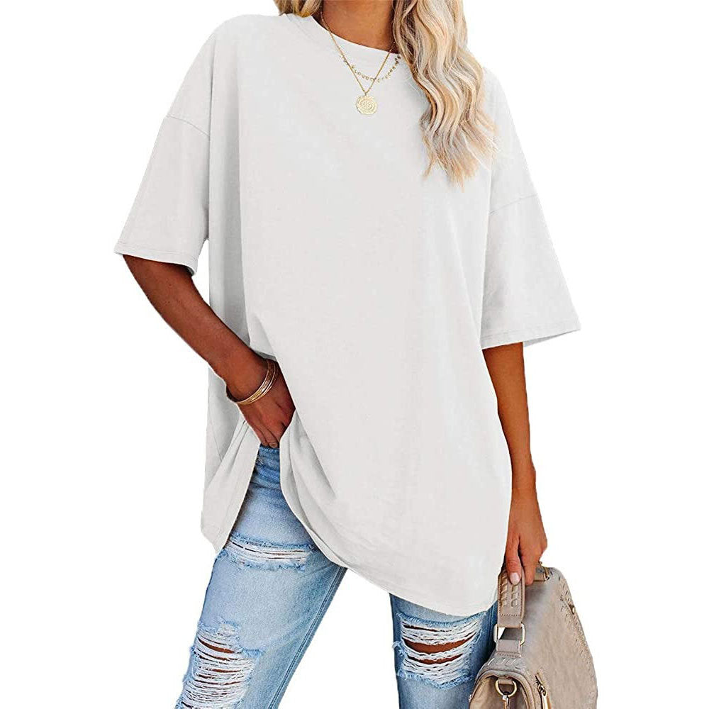 Loose Drop Shoulder Sleeves Round Neck Short Sleeve Top - Hiccupzz