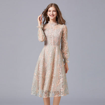Heavy Embroidery Mesh Yarn Dress Femininity Skirt - Hiccupzz