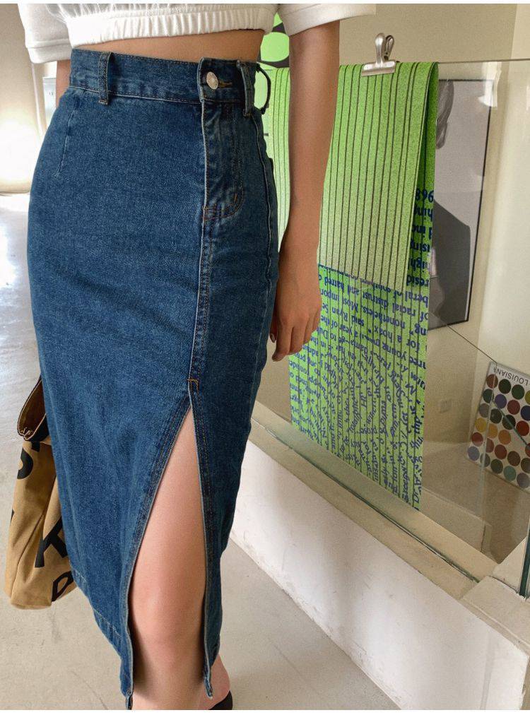 Women's Summer Thin Vintage Split Denim Skirt - Hiccupzz