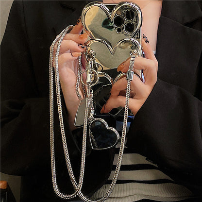 Ins Silver Plated Heart Cross Body Chain Mobile Phone Case - Hiccupzz