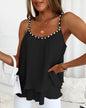 Pearl Camisole Top Women Ruffle Loose Shirt Summer - Hiccupzz