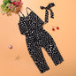 Clothing Sets Cotton Sleeveless Polka Dot Strap Jumpsuit for Girls - Hiccupzz