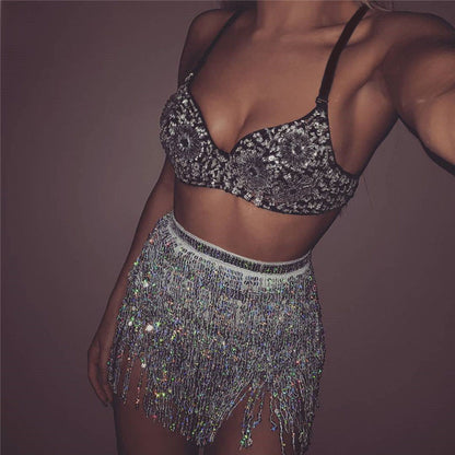 Halloween Costume Sequin Skirt Belly Dance Suit - Hiccupzz