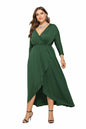 N V-neck Batwing Sleeve Large Hem Sheath Solid Color Dress - Hiccupzz