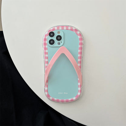 Checkerboard Lattice Creative Slippers Phone Case - Hiccupzz