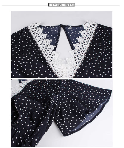 Open-back dot body ladies jumpsuit - Hiccupzz